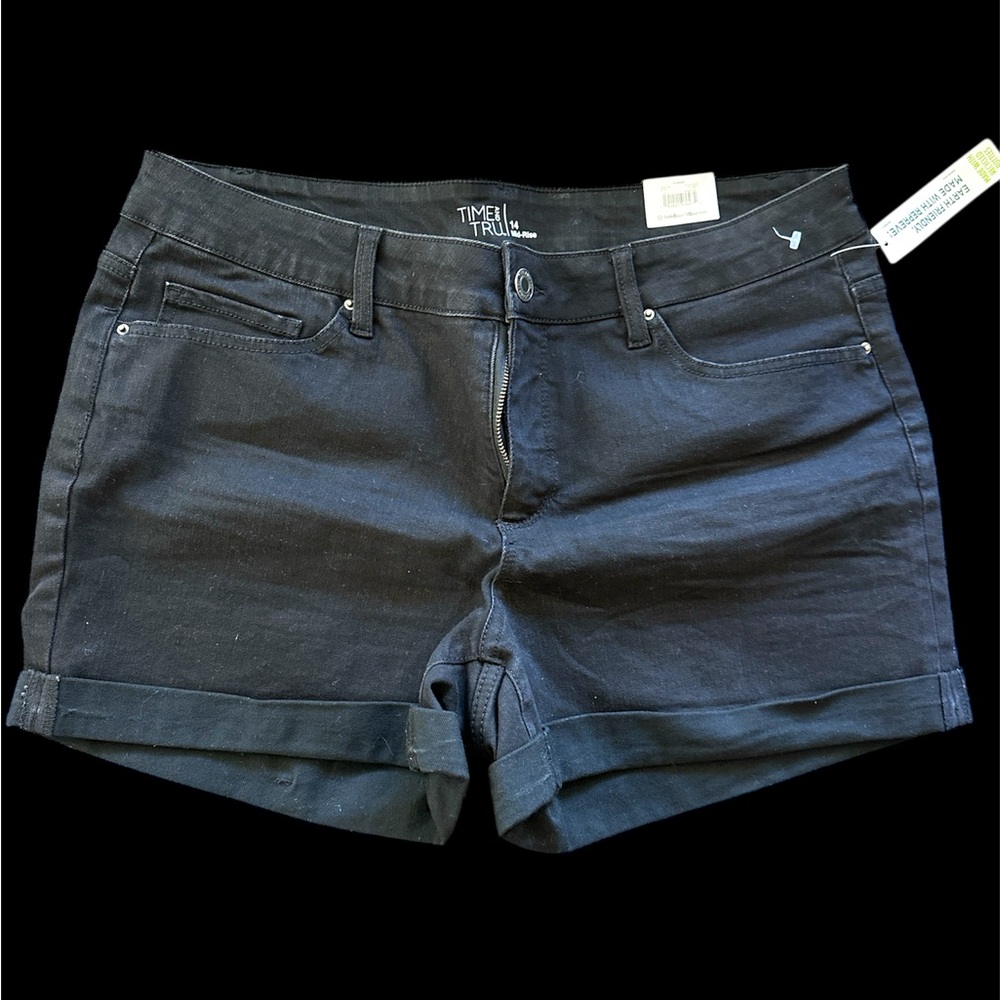 Time and Tru Black Jean Shorts Mid-Thigh Length